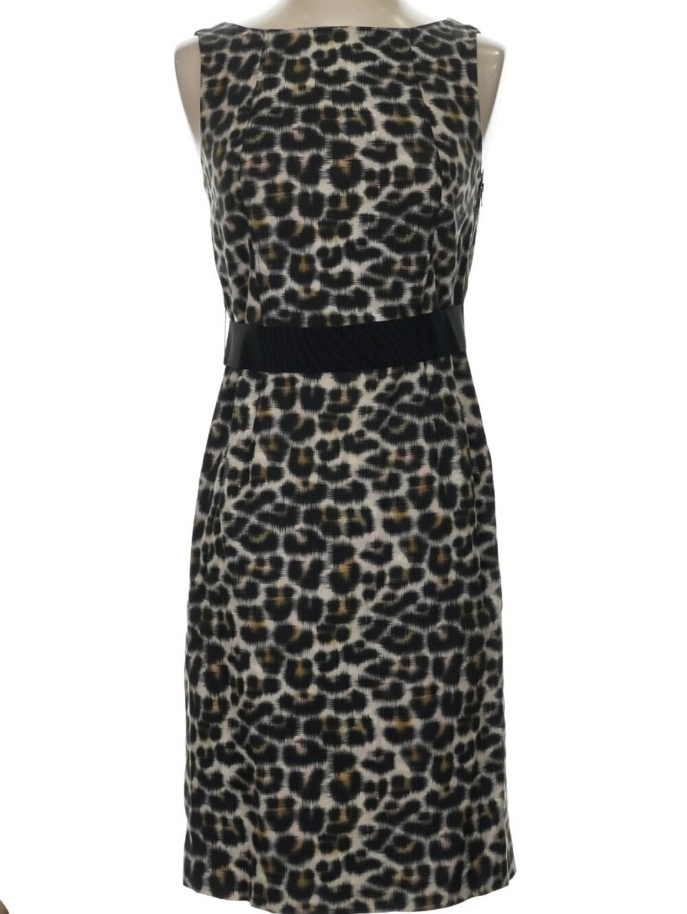 Ann Taylor Leopard Print shift pencil Dress - Black, Brown, Cream neon accents